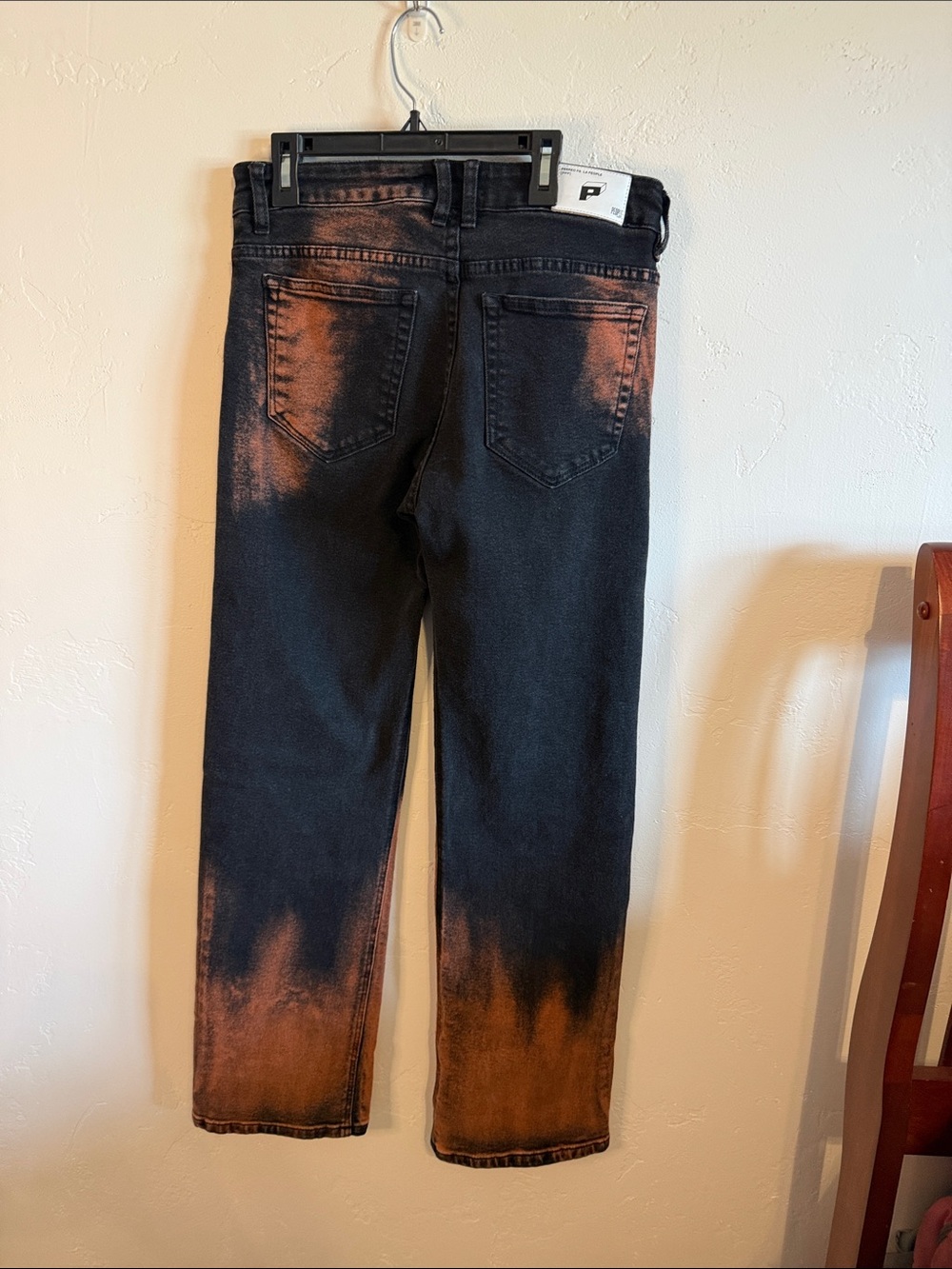 Men's Black Jeans with Rust Wash Straight Fit